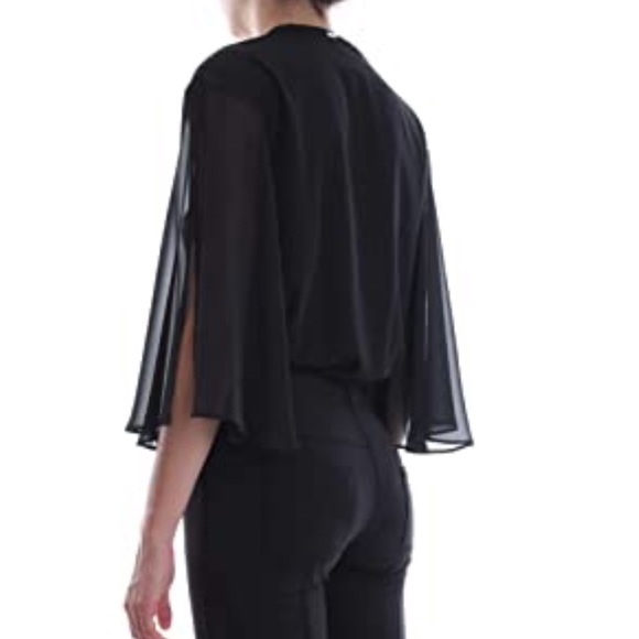 New Guess Marciano deep v chiffon sleeve Bodysuit S - Picture 4 of 9